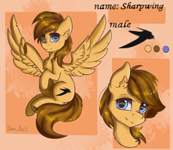 Size: 1892x1642 | Tagged: safe, artist:yuris, derpibooru import, oc, oc only, oc:sharpwing, pegasus, pony, reference, smiling, solo