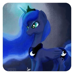 Size: 1125x1125 | Tagged: safe, artist:jearknds, derpibooru import, princess luna, alicorn, pony, female, glowing, glowing horn, horn, solo