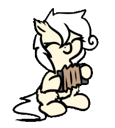 Size: 370x413 | Tagged: safe, artist:neuro, oc, oc only, pony, accordion, animated, eyes closed, female, gif, mare, musical instrument, playing instrument, simple background, sitting, smiling, snowpony (species), taiga pony, white background