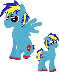 Size: 643x782 | Tagged: safe, alternate version, artist:zombietator, derpibooru import, oc, oc only, pegasus, pony, colored, duo, male, pegasus oc, simple background, smiling, stallion, transparent background, unshorn fetlocks, wings