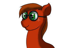 Size: 1280x950 | Tagged: safe, artist:tranzmuteproductions, derpibooru import, oc, oc only, earth pony, pony, bust, earth pony oc, freckles, glasses, male, simple background, solo, stallion, transparent background