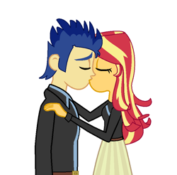 Size: 761x749 | Tagged: safe, alternate version, artist:brightstar40k, derpibooru import, flash sentry, sunset shimmer, equestria girls, clothes, female, flashimmer, kissing, male, shipping, straight