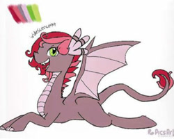 Size: 439x352 | Tagged: safe, artist:iridescence99, derpibooru import, oc, oc:imperial topaz, dracony, hybrid, female, interspecies offspring, lying down, offspring, parent:rarity, parent:spike, parents:sparity, profile, prone, simple background, solo, sploot, white background