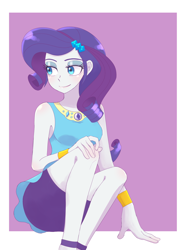 Size: 1620x2160 | Tagged: safe, artist:haibaratomoe, derpibooru import, rarity, better together, equestria girls, clothes, cute, dress, eyeshadow, female, geode of shielding, legs, magical geodes, makeup, raribetes, rarity peplum dress, skirt, solo