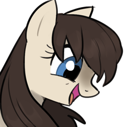 Size: 650x650 | Tagged: safe, artist:marbo, oc, oc only, oc:frosty flakes, pony, /mlp/, blaze (coat marking), bust, coat markings, excited, female, mare, open mouth, open smile, portrait, side view, simple background, smiling, snowpony (species), solo, taiga pony, transparent background, yakutian horse