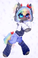 Size: 1088x1646 | Tagged: safe, artist:starrcoma, derpibooru import, oc, earth pony, pony, clothes, female, leg warmers, mare, pants, shirt, solo, sweater, vest