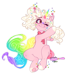 Size: 819x924 | Tagged: safe, artist:shady-bush, derpibooru import, oc, oc:funfetti, pony, unicorn, brush, colored horn, colored wings, female, hairbrush, horn, mare, multicolored wings, simple background, solo, transparent background, wings