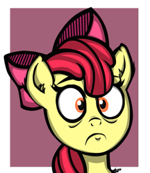 Size: 1193x1381 | Tagged: safe, artist:norsecyborg, derpibooru import, apple bloom, earth pony, pony, female, filly, shocked, solo