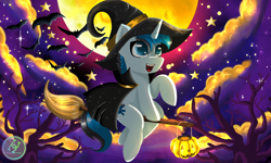 Size: 2000x1200 | Tagged: safe, artist:julie25609, derpibooru import, oc, oc:solar gizmo, unicorn, luna eclipsed, nightmare night, solo