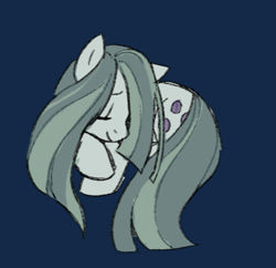 Size: 801x774 | Tagged: safe, artist:marbo, marble pie, earth pony, pony, blue background, cute, eyes closed, female, marblebetes, mare, simple background, sleeping, smiling, solo