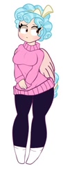 Size: 310x849 | Tagged: safe, artist:gabethehedgehog2021, derpibooru import, cozy glow, human, breasts, busty cozy glow, cozybetes, cute, humanized, no nose, older, older cozy glow, pony coloring, solo, sweater puppies, winged humanization, wings