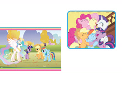 Size: 1600x1200 | Tagged: safe, derpibooru import, applejack, fluttershy, pinkie pie, princess celestia, rainbow dash, rarity, twilight sparkle, unicorn twilight, alicorn, earth pony, pegasus, pony, unicorn, fall weather friends, g4, the cutie mark chronicles, applejack's hat, book, clothes, cowboy hat, female, hat, mane six, mare, official, welcome to ponyville (book)