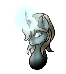 Size: 860x960 | Tagged: safe, artist:aonairfaol, derpibooru import, oc, oc only, pony, unicorn, bust, ear piercing, earring, eyelashes, female, glowing horn, horn, jewelry, mare, piercing, simple background, solo, transparent background, unicorn oc