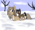 Size: 1400x1200 | Tagged: safe, alternate version, artist:machacapigeon, oc, oc only, oc:blizzard hearth, oc:permafrost, pony, /mlp/, brother and sister, chest fluff, cloud, coat markings, colt, cute, ear fluff, ears, excited, female, fluffy, foal, looking at something, male, mare, open mouth, pale belly, ponies riding ponies, siblings, snow, snowpony (species), socks (coat marking), taiga pony, tree, yakutian horse