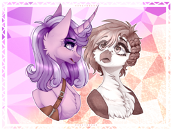 Size: 3612x2720 | Tagged: safe, artist:honeybbear, derpibooru import, oc, oc only, griffon, pony, unicorn, female, mare