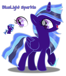 Size: 3093x3564 | Tagged: safe, artist:amicasecretuwu, derpibooru import, oc, oc:bluelight sparkle, alicorn, pony, female, mare, simple background, solo, transparent background