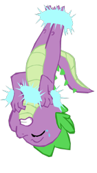 Size: 800x1419 | Tagged: safe, artist:benpictures1, artist:chedx, spike, dragon, comic:the storm kingdom, my little pony: the movie, bad end, crying, crystal of light, implied tempest shadow, inkscape, male, simple background, solo, transparent background, upside down, vector