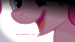 Size: 1280x720 | Tagged: safe, artist:jan, derpibooru import, edit, editor:horsesplease, pinkie pie, bad end, bronybait, imminent adventure, imminent space flight, oh no, smiling, this will end in a great crusade