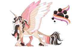 Size: 3500x2200 | Tagged: safe, artist:uunicornicc, derpibooru import, oc, alicorn, pony, colored wings, female, lesbian pride flag, mare, multicolored wings, pride, pride flag, simple background, solo, white background, wings