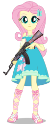 Size: 1024x2513 | Tagged: safe, artist:edy_january, derpibooru import, edit, fluttershy, better together, equestria girls, ak, ak-47, assault rifle, call of duty, call of duty zombies, cyrillic, dj blyatman, female, full face view, geode of fauna, gun, hardbass, kalashnikov (songs), kalashnikov 47, looking at you, magical geodes, magnum 3.0 guns costume simulator, rifle, russia, russian, simple background, solo, standing, transparent background, trigger discipline, vector, vector edit, weapon, xs project