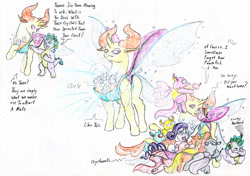Size: 1024x721 | Tagged: safe, artist:grimmyweirdy, derpibooru import, rarity, spike, thorax, changedling, changeling, crystal, fabulous, funny, group hug, grumpy, heart eyes, hug, king thorax, king thorax the fabulous, lucky bastard, thorax gets all the mares, traditional art, wingding eyes