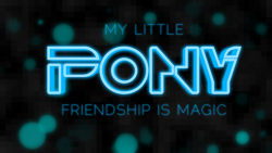 Size: 1920x1080 | Tagged: safe, artist:ikonradx, derpibooru import, my little pony logo, neon, no pony, title drop, tron legacy