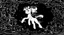 Size: 4256x2364 | Tagged: safe, artist:lexx2dot0, derpibooru import, oc, oc only, oc:blackjack, pony, unicorn, fallout equestria, fallout equestria: project horizons, black and white, clothes, fanfic art, grayscale, high res, horn, monochrome, not twilight sparkle, small horn