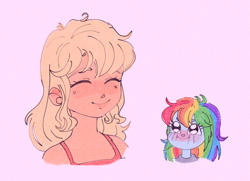 Size: 1094x790 | Tagged: artist needed, source needed, safe, derpibooru import, applejack, rainbow dash, equestria girls, appledash, cute, dashabetes, eyes closed, female, jackabetes, lesbian, shipping, smiling