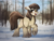 Size: 4000x3000 | Tagged: safe, artist:selenophile, edit, oc, oc only, oc:frosty flakes, pony, bedroom eyes, butt, dock, ears, female, floppy ears, fluffy, image, looking at you, looking back, looking back at you, mare, open mouth, open smile, outdoors, plot, png, raised hoof, raised leg, raised tail, rear view, sfw edit, smiling, smiling at you, snow, snowpony (species), solo, solo female, taiga pony, tail