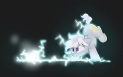 Size: 1478x921 | Tagged: safe, artist:mochi_nation, derpibooru import, oc, oc only, oc:silver bolt, earth pony, pony, black background, electricity, female, frown, lightning, mare, simple background, solo, super powers
