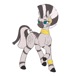 Size: 3200x3200 | Tagged: safe, artist:aquaticvibes, derpibooru import, zecora, zebra, female, looking to side, mare, simple background, smiling, solo, white background