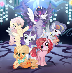 Size: 900x912 | Tagged: safe, artist:magicallightsentryyt, derpibooru import, applejack, fluttershy, pinkie pie, rainbow dash, rarity, twilight sparkle, twilight sparkle (alicorn), alicorn, pony, alternate design, base used, coat markings, deviantart watermark, facial markings, mane six, obtrusive watermark, snip (coat marking), socks (coat marking), tree of harmony, watermark