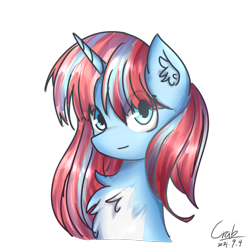 Size: 1080x1080 | Tagged: safe, artist:starflashing twinkle, derpibooru import, oc, oc only, pony, unicorn, blue eyes, chest fluff, cute, ear fluff, ears, eye clipping through hair, horn, looking at you, simple background, solo, transparent background, unicorn oc