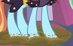 Size: 624x394 | Tagged: safe, artist:thedarkpony, derpibooru import, edit, edited screencap, screencap, sassy saddles, legs, mud, mud edit, muddy hooves, pictures of legs