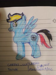 Size: 3456x4608 | Tagged: safe, artist:gabriel ggr, derpibooru import, oc, oc only, oc:lazuli circuit, pony, lined paper, ponysona, solo, traditional art