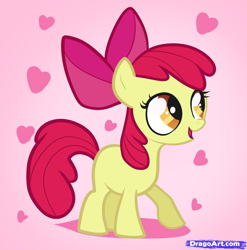 Size: 952x965 | Tagged: safe, artist:dragoart, derpibooru import, apple bloom, earth pony, pony, female, filly, heart, solo