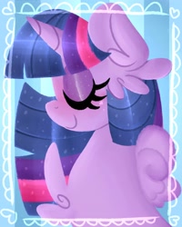 Size: 3277x4096 | Tagged: safe, artist:ladylullabystar, derpibooru import, twilight sparkle, twilight sparkle (alicorn), alicorn, pony, bust, eyes closed, portrait, solo