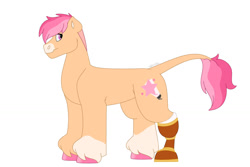 Size: 1280x854 | Tagged: safe, artist:itstechtock, derpibooru import, oc, oc:silk chiffon, earth pony, pony, amputee, bust, male, parent:blue bobbin, parent:orange sherbet, portrait, prosthetic leg, prosthetic limb, prosthetics, simple background, solo, stallion, white background