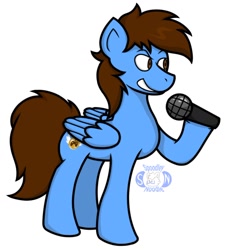 Size: 938x1039 | Tagged: artist needed, safe, derpibooru import, oc, oc only, oc:pegasusgamer, pegasus, friday night funkin', full body, microphone, simple background, solo, white background, wings