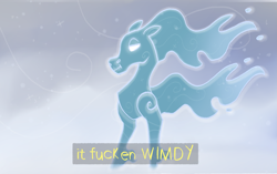 Size: 1917x1201 | Tagged: safe, artist:apatheticxaddict, derpibooru import, windigo, ambiguous gender, blizzard, intentional spelling error, meme, ponified animal photo, snow, snowfall, solo, subtitles, vulgar, wind, windy