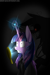 Size: 1000x1500 | Tagged: safe, artist:gnidagovnida, derpibooru import, twilight sparkle, twilight sparkle (alicorn), alicorn, pony, creepy, shadow, shrunken pupils