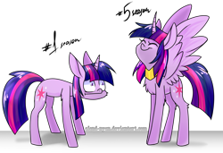 Size: 1500x1024 | Tagged: safe, artist:gnidagovnida, derpibooru import, twilight sparkle, twilight sparkle (alicorn), unicorn twilight, alicorn, pony, unicorn, :t, chest fluff, eyes closed, female, happy, jewelry, regalia, self ponidox, shrunken pupils, simple background, smiling, time paradox, transparent background, twolight, wide eyes