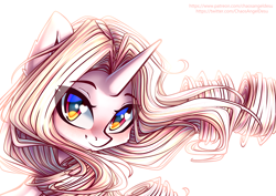 Size: 4961x3508 | Tagged: safe, artist:chaosangeldesu, derpibooru import, oc, pony, unicorn, blushing, bust, commission, cute, portrait, solo