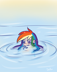 Size: 1600x2000 | Tagged: safe, artist:gnidagovnida, derpibooru import, rainbow dash, human, crying, ear piercing, earring, humanized, jewelry, piercing, sad, solo, water, wet