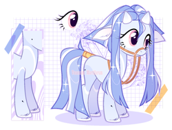 Size: 1024x776 | Tagged: safe, artist:yukiiichi, derpibooru import, oc, earth pony, pony, bridle, female, horns, mare, reins, solo, tack, tail, tail wrap