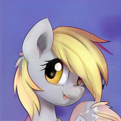 Size: 1024x1024 | Tagged: safe, artist:thisponydoesnotexist, derpibooru import, pegasus, blue background, neural network, not derpy, simple background