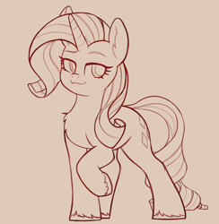 Size: 3264x3351 | Tagged: safe, artist:yoditax, derpibooru import, rarity, g4 mega collab, monochrome, raised hoof, raised leg, solo