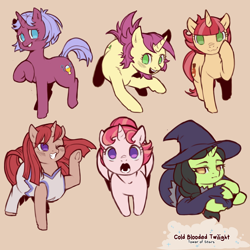 Size: 1200x1200 | Tagged: safe, artist:cold-blooded-twilight, derpibooru import, raspberry sorbet, pony, unicorn, between dark and dawn, the last problem, the summer sun setback, background pony, blushing, clothes, dock, female, looking at you, open mouth, raised hoof, raised leg, raised tail, smiling, tail, witch