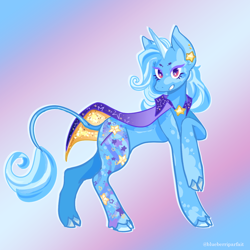 Size: 1100x1100 | Tagged: safe, artist:blueberriparfait, derpibooru import, trixie, pony, unicorn, alternate cutie mark, cloven hooves, ear piercing, earring, jewelry, leonine tail, piercing