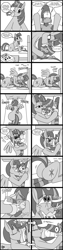 Size: 1200x4800 | Tagged: safe, artist:jamearts, derpibooru import, twilight sparkle, twilight sparkle (alicorn), oc, alicorn, anthro, lizard, pony, anthro with ponies, canon x oc, comic, dialogue, eyes closed, female, grayscale, heart eyes, horn, hug, kissing, male, mare, monochrome, straight, wingding eyes, wings
